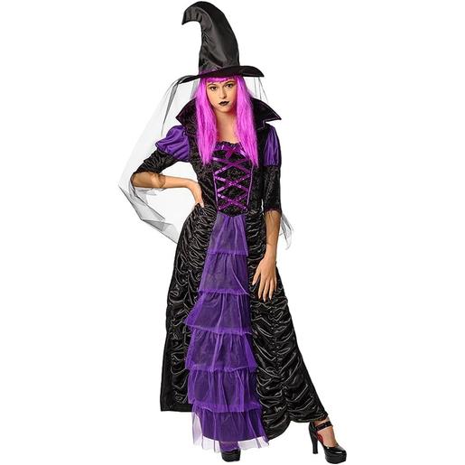 Fantasia de bruxa malvada com vestido e chapéu para mulher