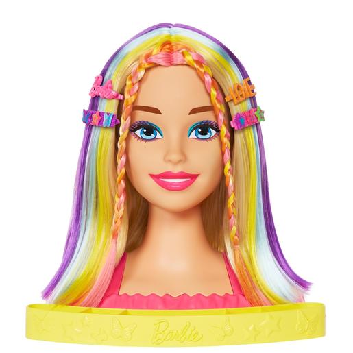Barbie - Busto de Barbie com cabelo longo e acessórios para brincar de cabeleireiro ㅤ