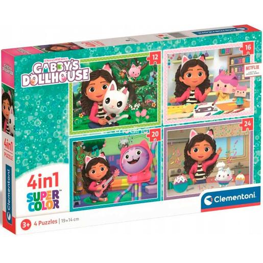 Clementoni - Puzzle infantil 4 em 1: Casa de Bonecas de Gabby, 12-24 peças, tamanho único ㅤ