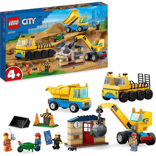 LEGO City - Camiões de Construção e Guindaste com Bola de Demolição - 60391