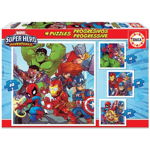 Educa Borrás - Marvel Super Hero Adventure - Pack 4 Puzzles Progressivos
