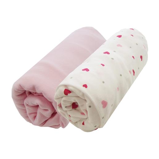 Babies R Us - Pack 2 Lençóis de Baixo Berço Rosa Coração 60x120