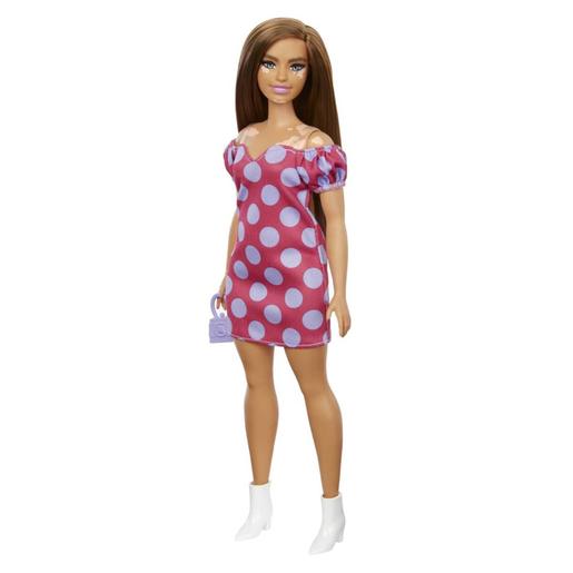 Barbie - Boneca Fashionista Curvy Vitiligo - Vestido com bolas