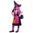 Fantasia de bruxa com vestido impresso, chapéu e bolsa para festas e carnaval ㅤ