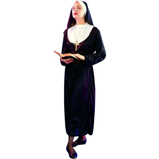 Disfarce de freira com véu preto (Tamanho único)ㅤ