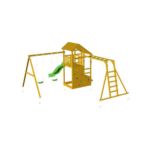 Parque de jogos infantil de madeira Teide XL com ponte e baloiço duplo