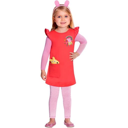 Porquinha Peppa - Fantasia infantil de Porco Animado com Vestido Vermelho S ㅤ