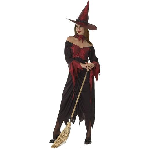 Fantasia de bruxa adulta em vermelho, tamanho único