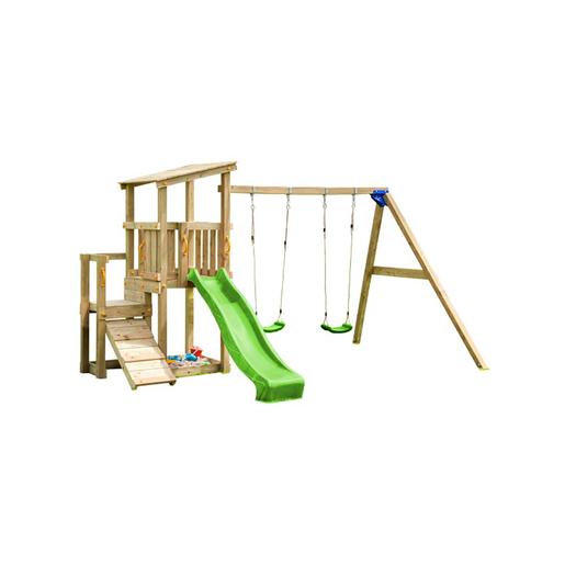 Parque de jogos infantil de madeira Mini Cascade com baloiço duplo