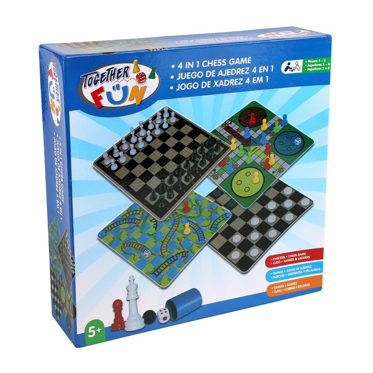 Jogo de xadrez 4 em 1 para crianças e adultos Jogo de tabuleiro de