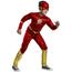 DC Cómics - Fantasia Flash clássica com peito musculoso e máscara para Halloween e Carnaval ㅤ