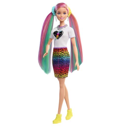 Barbie - Boneca Cabelo arco-íris e leopardo