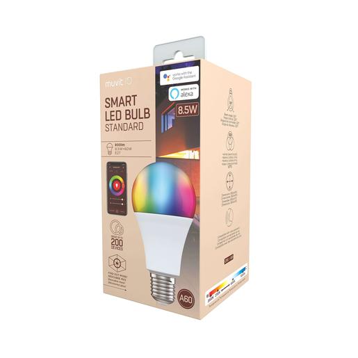 Lâmpada inteligente A60 com luz LED multicolor e branca E27 800 lm