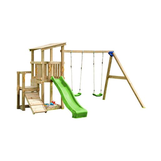 Parque de jogos infantil de madeira Cascade com baloiço duplo