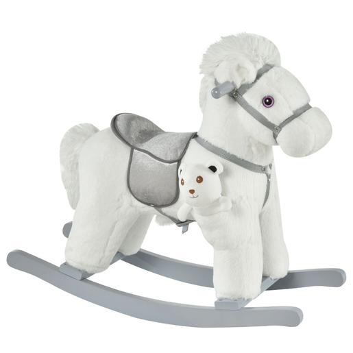 Homcom - Cavalo de balanço com ursinho branco