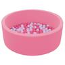 Piscina de bolas redonda rosa con 100 bolas