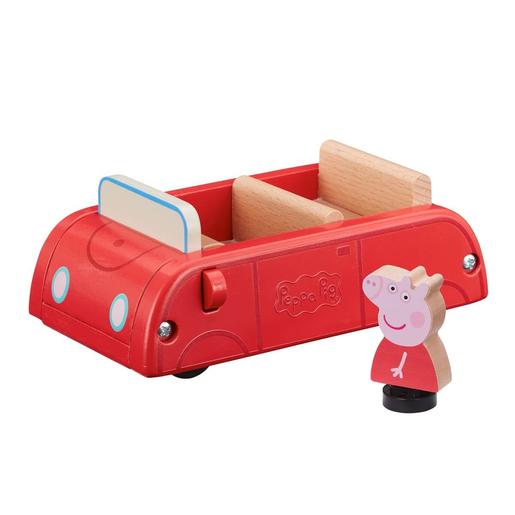 Porquinha Peppa - Carro vermelho de madeira com figura