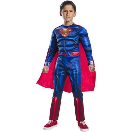 Rubie's - Superman - Fantasia Superman Black Line Deluxe para crianças com capa e macacão musculoso ㅤ