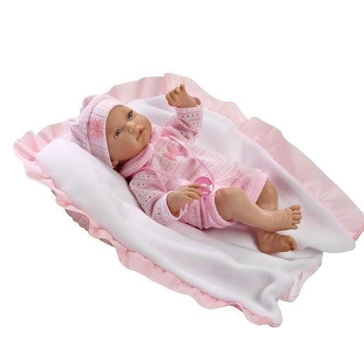 Boneca Bebé Alba 38 cm Manta Rosa