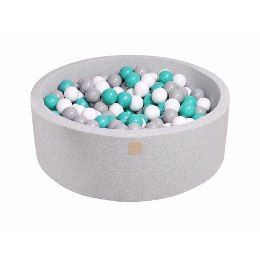 MeowBaby - Piscina redonda de bolas cinza 90 x 30 cm com 200 bolas branco/cinza/turquesa