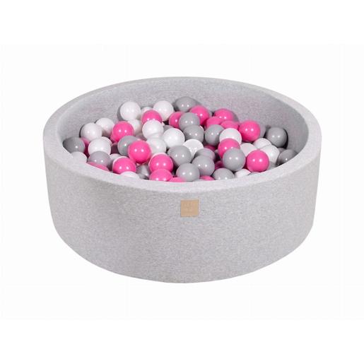 MeowBaby - Piscina redonda de bolas cinza 90 x 30 cm com 200 bolas branco/cinza/rosa escuro