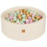 MeowBaby - Piscina redonda de bolas Boucle 90 x 30 cm com bolas rosa/menta/brancas/bege