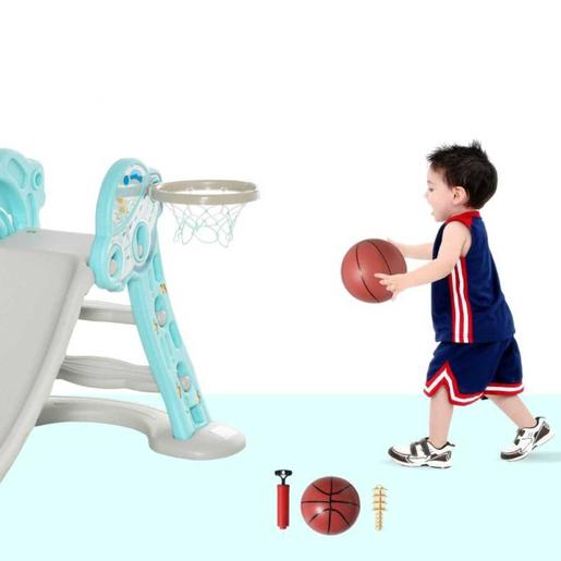 Homcom - Escorrega Infantil Dobrável com cesto de Basketball