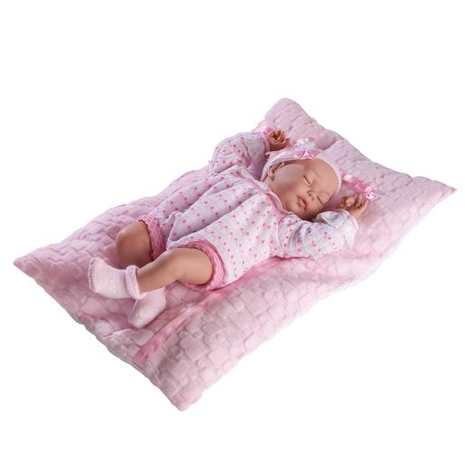 Boneca Bebé Cris 38 cm Adormecida com Almofada Rosa