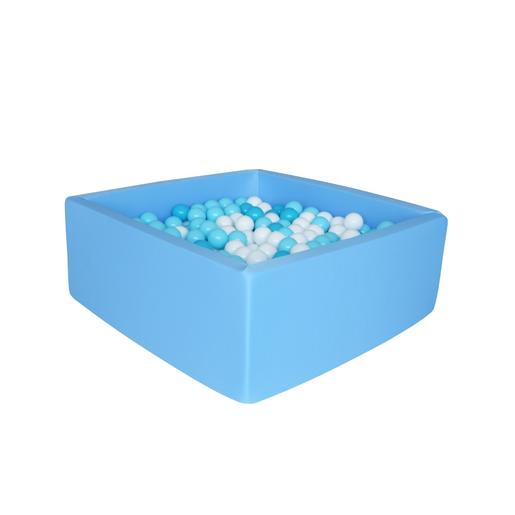 Piscina de bolas quadrada azul com 100 bolas