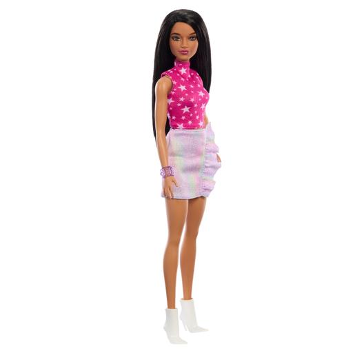 Barbie - Boneca Fashionista com Vestido Rosa Metálico ㅤ