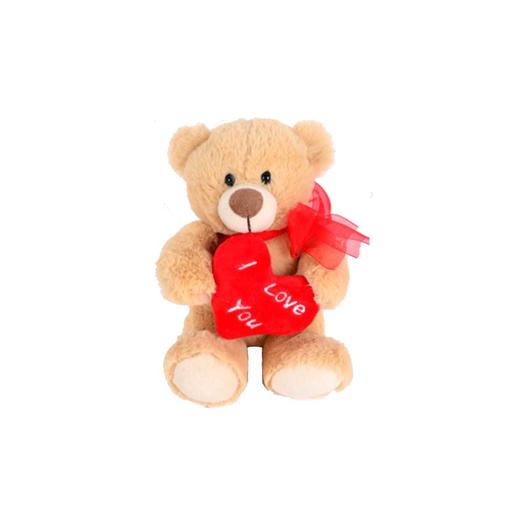 Peluche ursinho com coração 18 cm (várias cores)