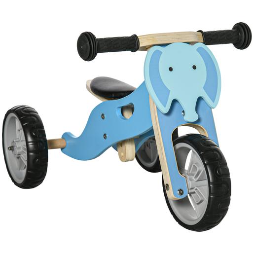 Homcom - Bicicleta de madeira 2 em 1 sem pedais elefante