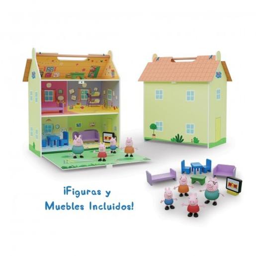 Energía - Peppa Pig - Casa de muñecas de madera con 4 personajes y jardín ㅤ