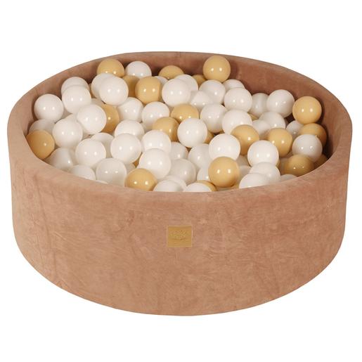 MeowBaby - Piscina redonda de bolas bege 90 x 30 cm com 200 bolas bege/brancas