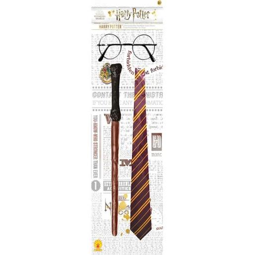 Rubie's - Harry Potter - Kit de acessórios Harry Potter: óculos, varinha e gravata ㅤ