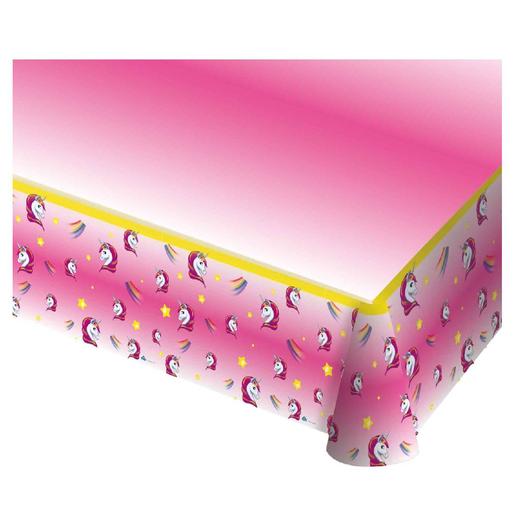 Toalha de mesa rosa de plástico Unicórnios