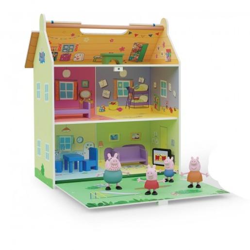 Energía - Peppa Pig - Casa de muñecas de madera con 4 personajes y jardín ㅤ