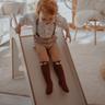MeowBaby - Escorrega de madeira para crianças 87 x 46 cm branco