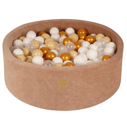 MeowBaby - Piscina redonda de bolas bege 90 x 30 cm com 200 bolas douradas/bege/brancas/translúcidas