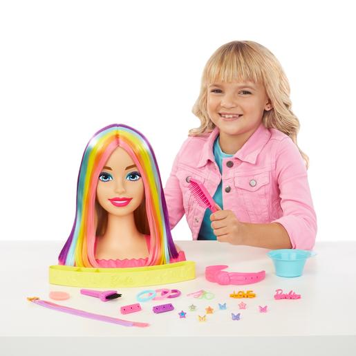 Barbie - Busto de Barbie con pelo largo y accesorios para jugar a peluquería ㅤ
