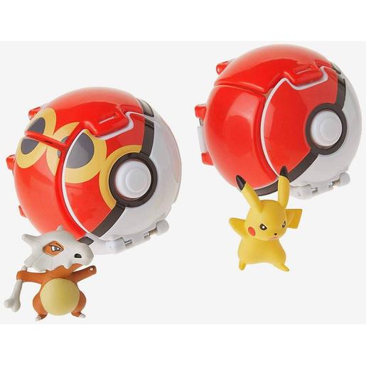 Bizak - Pokemon - Conjunto de Pokeball lançável com Pikachu e Cubone ㅤ