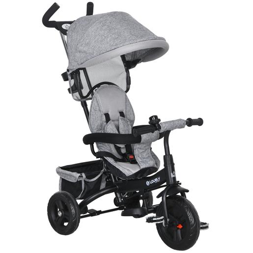 Homcom - Triciclo para bebé com capota Cinzento