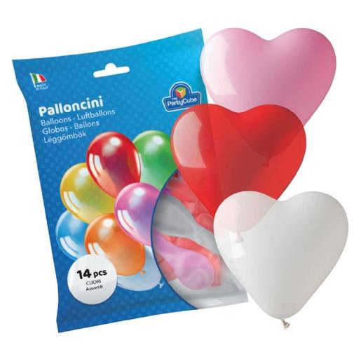 Saco com 14 balões em forma de coração