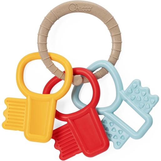 Chicco - Porta-chaves de plástico reciclado com chaves coloridas, fácil de segurar e leve para experiência táctil e estimulação das gengivas ㅤ