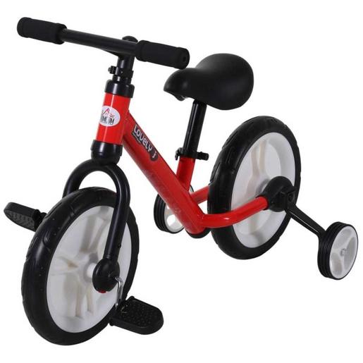 Homcom - Bicicleta com pedais e rodas removíveis vermelha