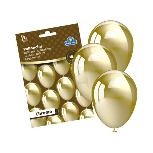 Pack 15 balões ouro cromado