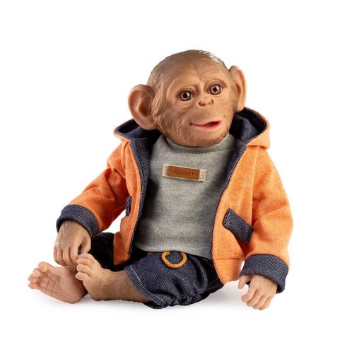 Boneco Macaco Reborn Casaco Laranja 32 cm