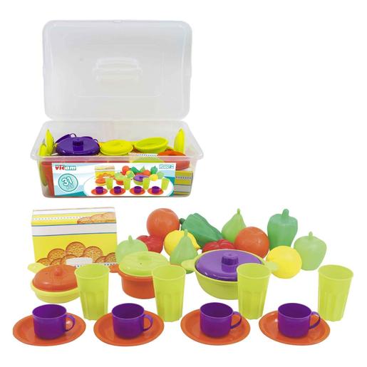 Caixa 31 com utensilios, frutas e legumes - 31 peças
