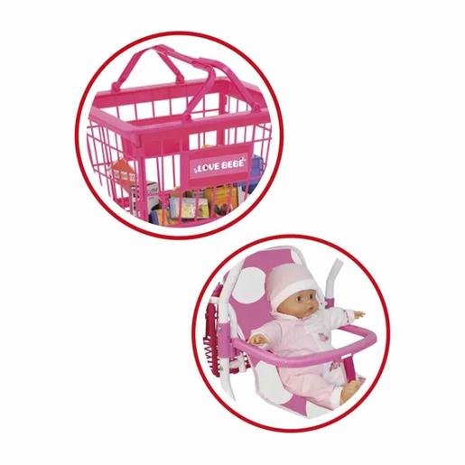 Love Bebé - Carrito de la compra con silla para muñeco