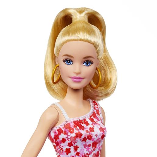 Mattel - Muñeca Barbie Fashionista con vestido rosa y accesorios ㅤ